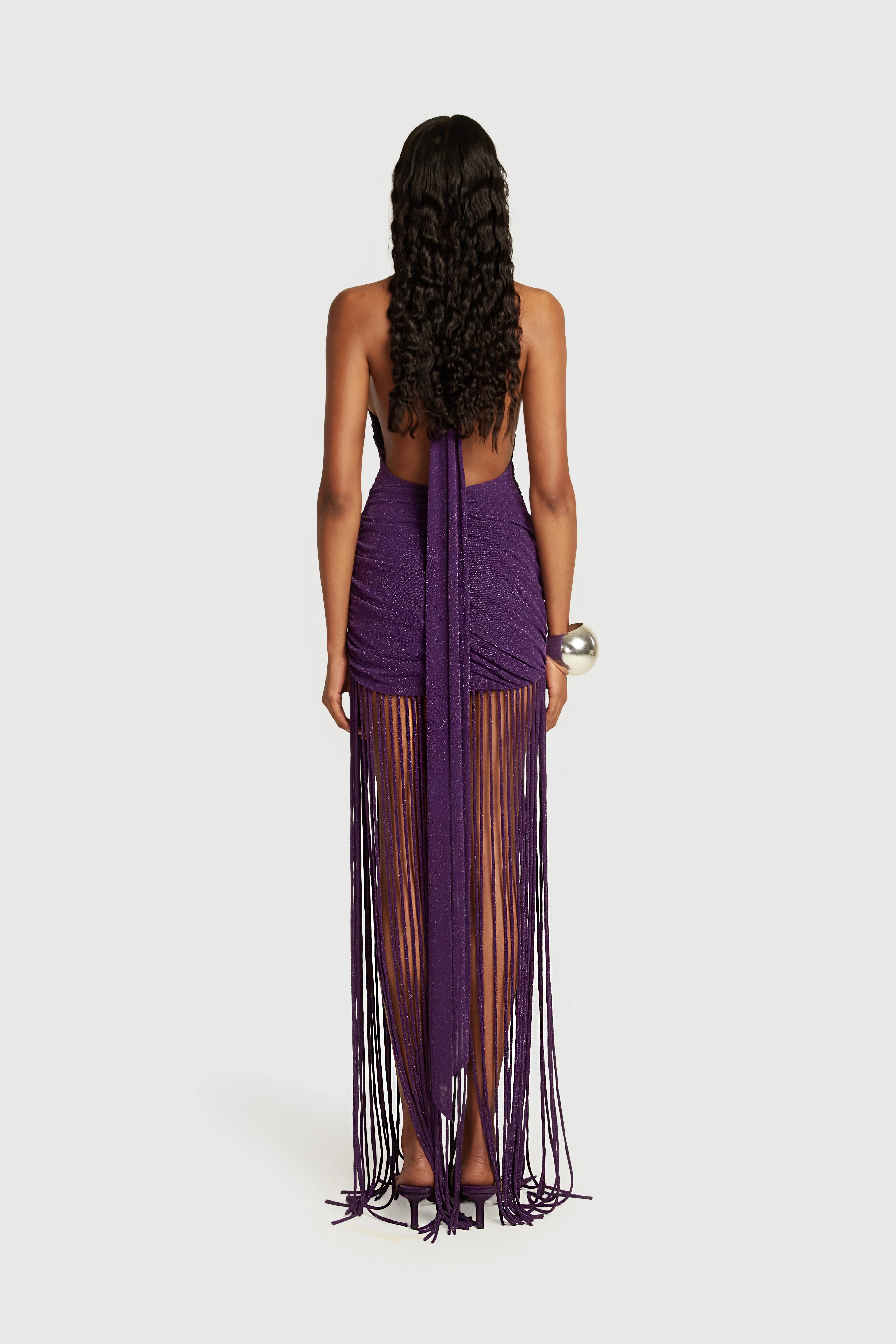 Azure Fringe Halo Maxi Dress-Purple