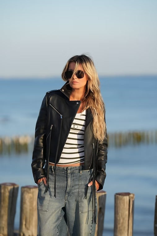 Giacca blazer a cuore color borgogna con frange