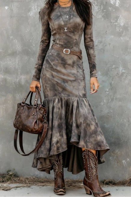 Grace Floral Appliqué Kortärmad midiklänning