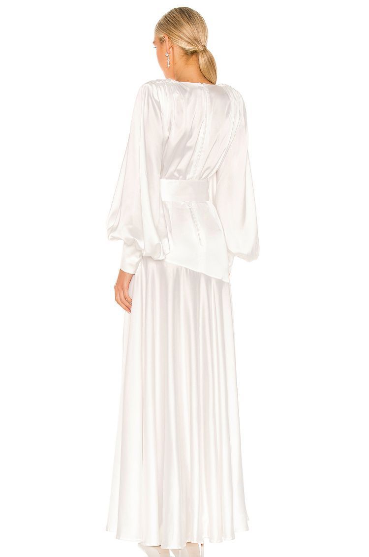 Abito lungo con scollo a V e cintura con spacchi Phoebe