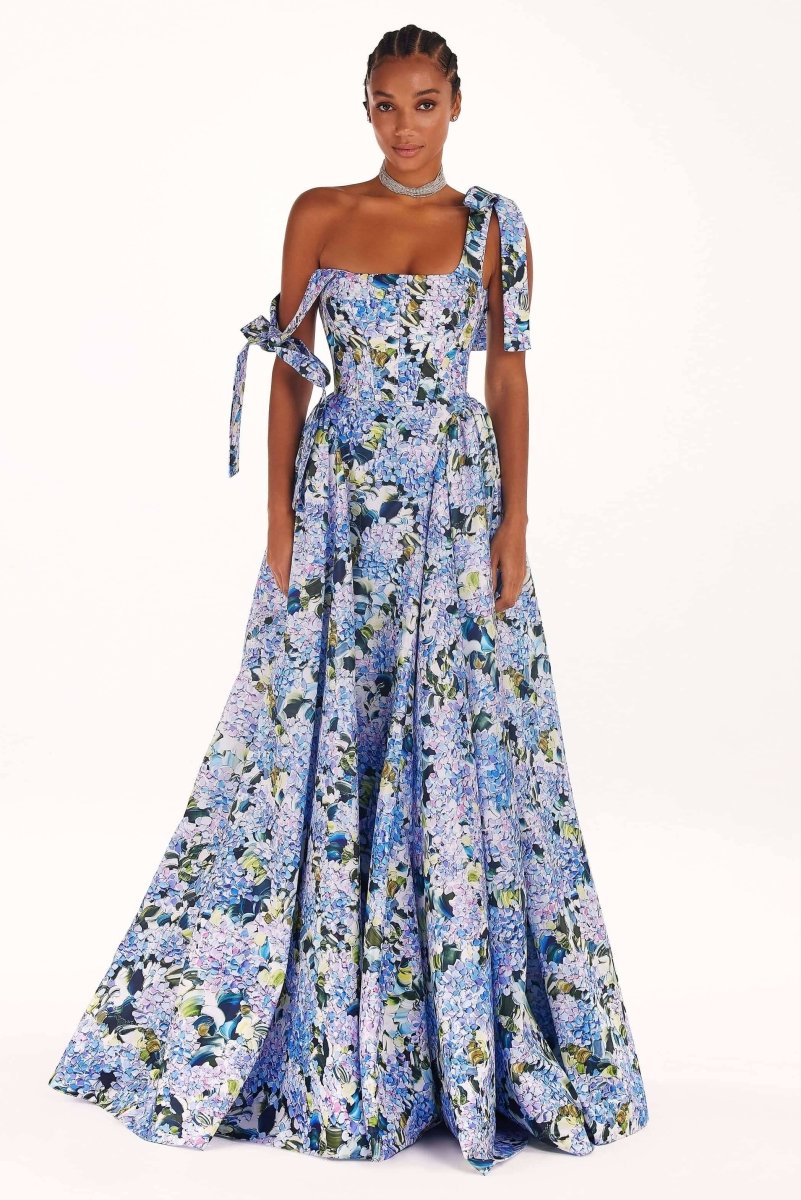chinese dress ladies Kacey Hydrangea Printed Strap Maxi Dress