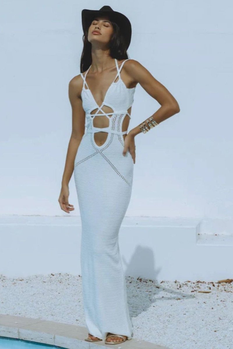 Megan Dzianinowa sukienka maxi z wycięciami