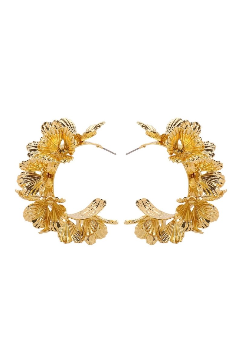 Orecchini floreali multistrato a forma di C