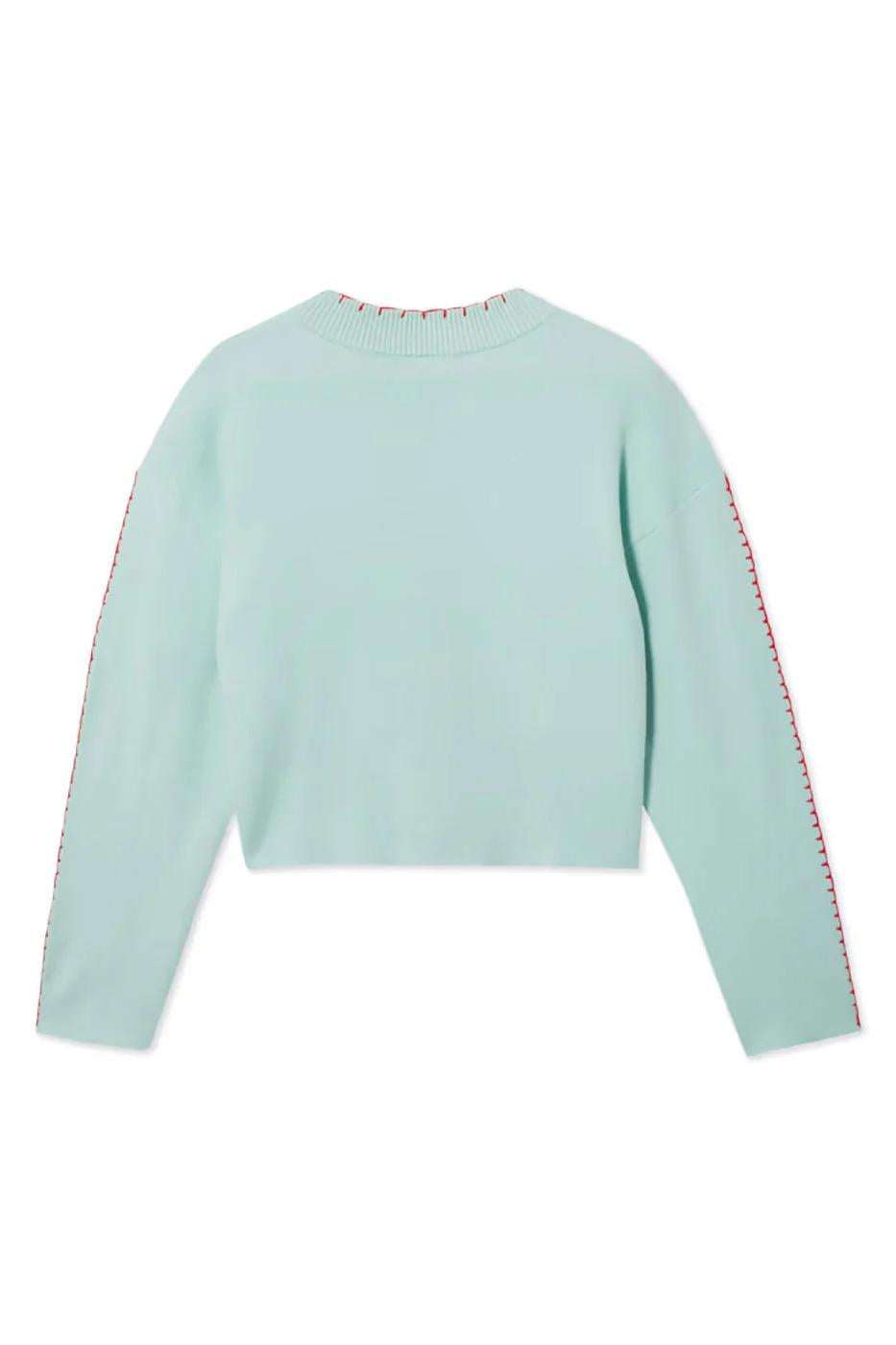 Octopus Embroidered Mint Green Cropped Cardigan