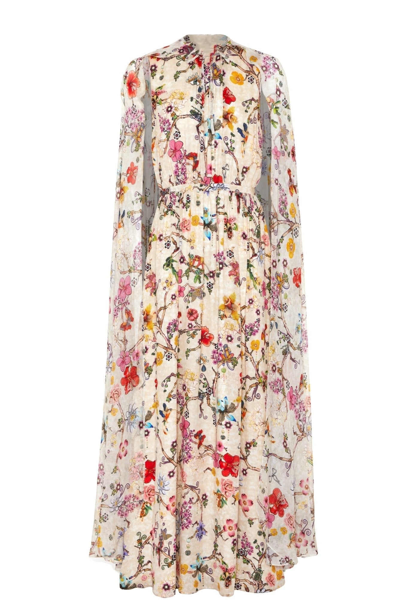 Sukienka maxi Nola z okrągłym dekoltem i rękawami typu peleryna