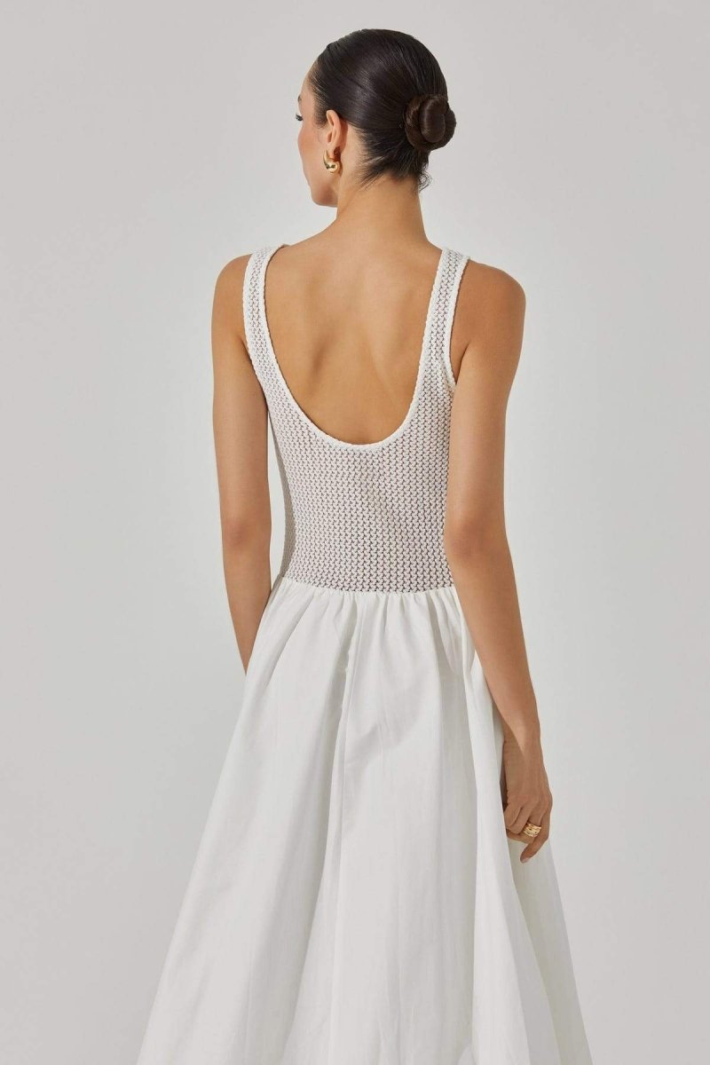 Abito midi senza maniche a contrasto Novia