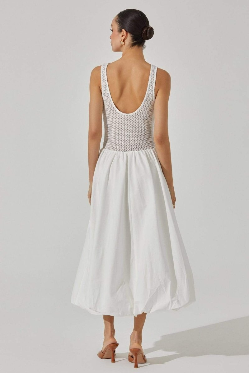 Abito midi senza maniche a contrasto Novia