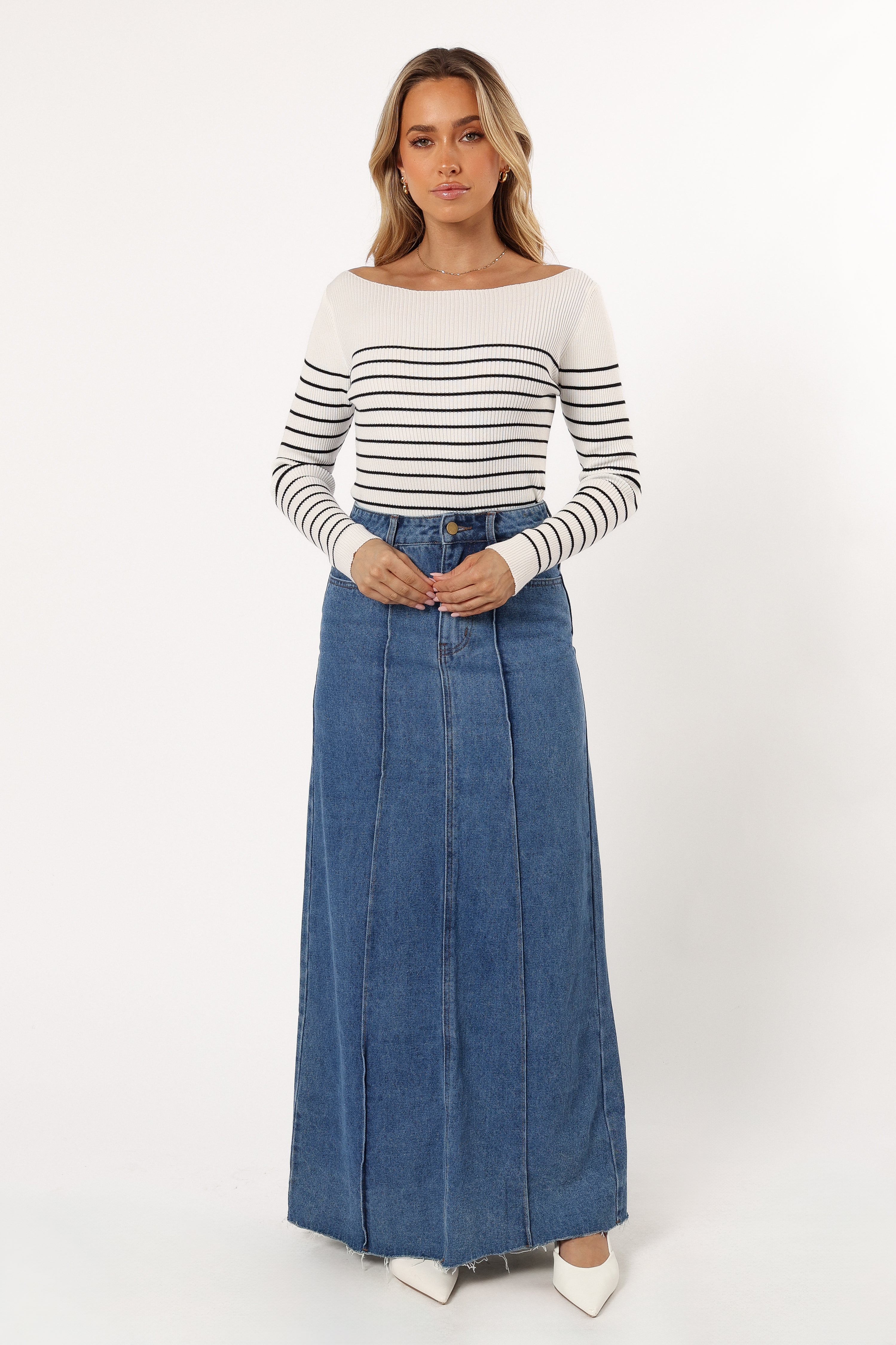 Top in maglia Kiersten - Bianco Nero