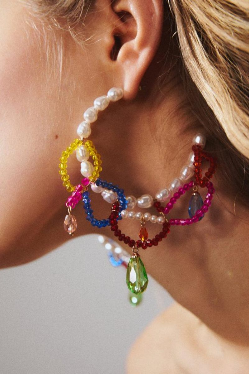 Rox kralen kwast oorbellen