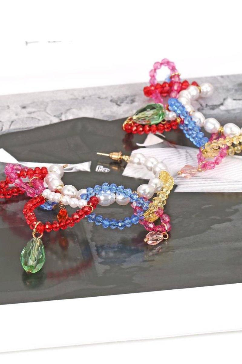 Rox kralen kwast oorbellen