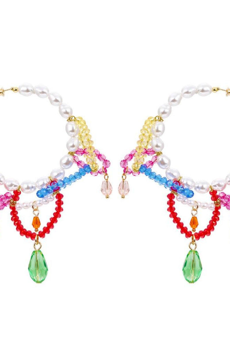 Rox kralen kwast oorbellen