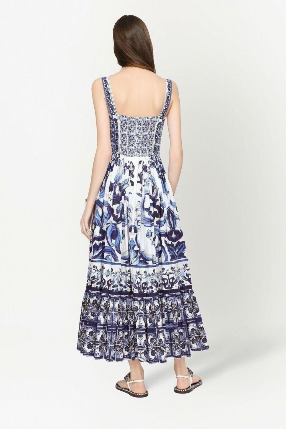 Sibyl Printed Shirred Strap Maxiklänning