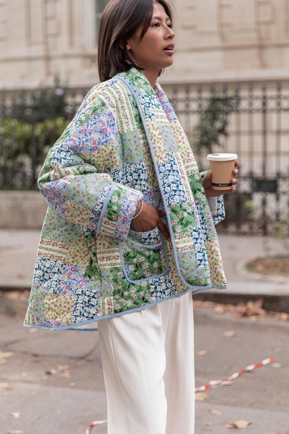 Casual bloemenzak omslagkraag bovenkleding