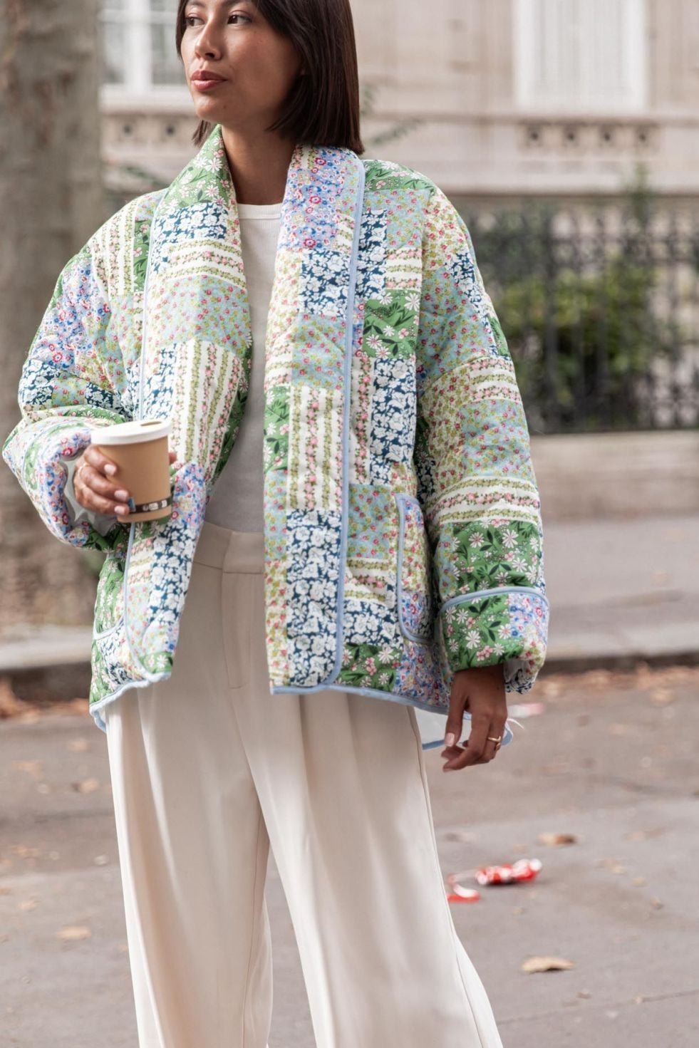 Casual bloemenzak omslagkraag bovenkleding