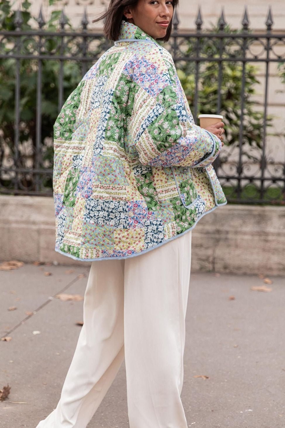 Casual bloemenzak omslagkraag bovenkleding