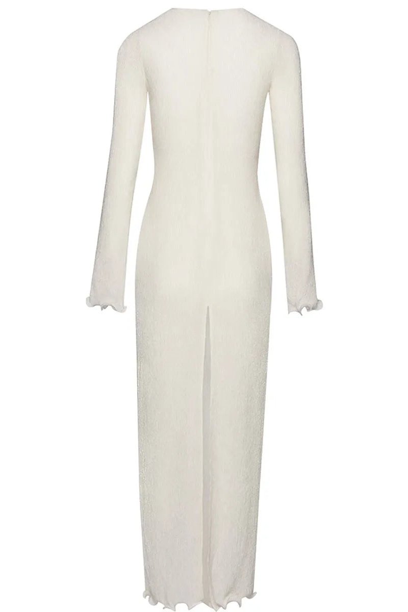 Trista Blummen V-Neck Polyester Maxi Slit Kleed