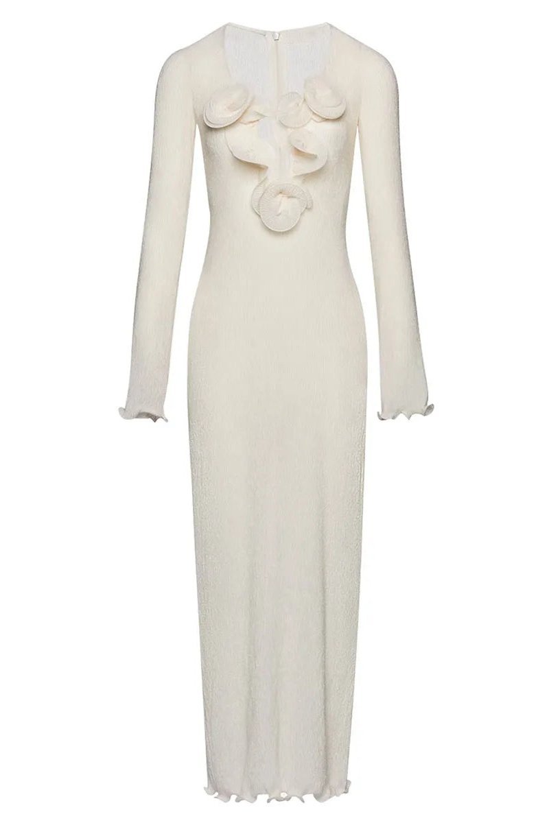 Trista Blummen V-Neck Polyester Maxi Slit Kleed