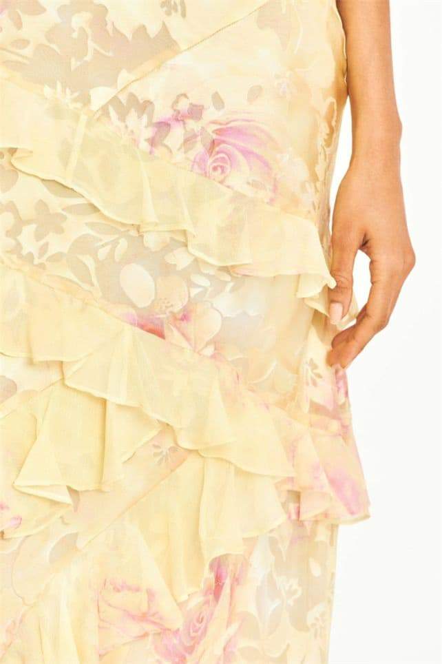 Robe longue à volants et motif floral Virginia