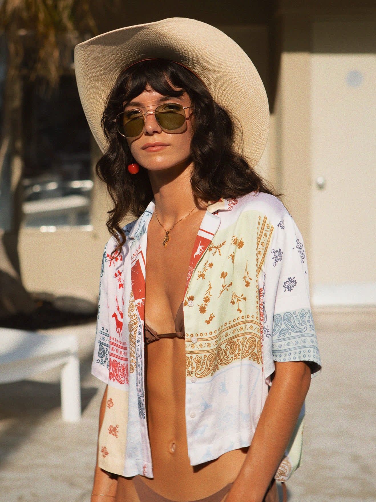 Patchwork Bandana Print Shirt Pants Set