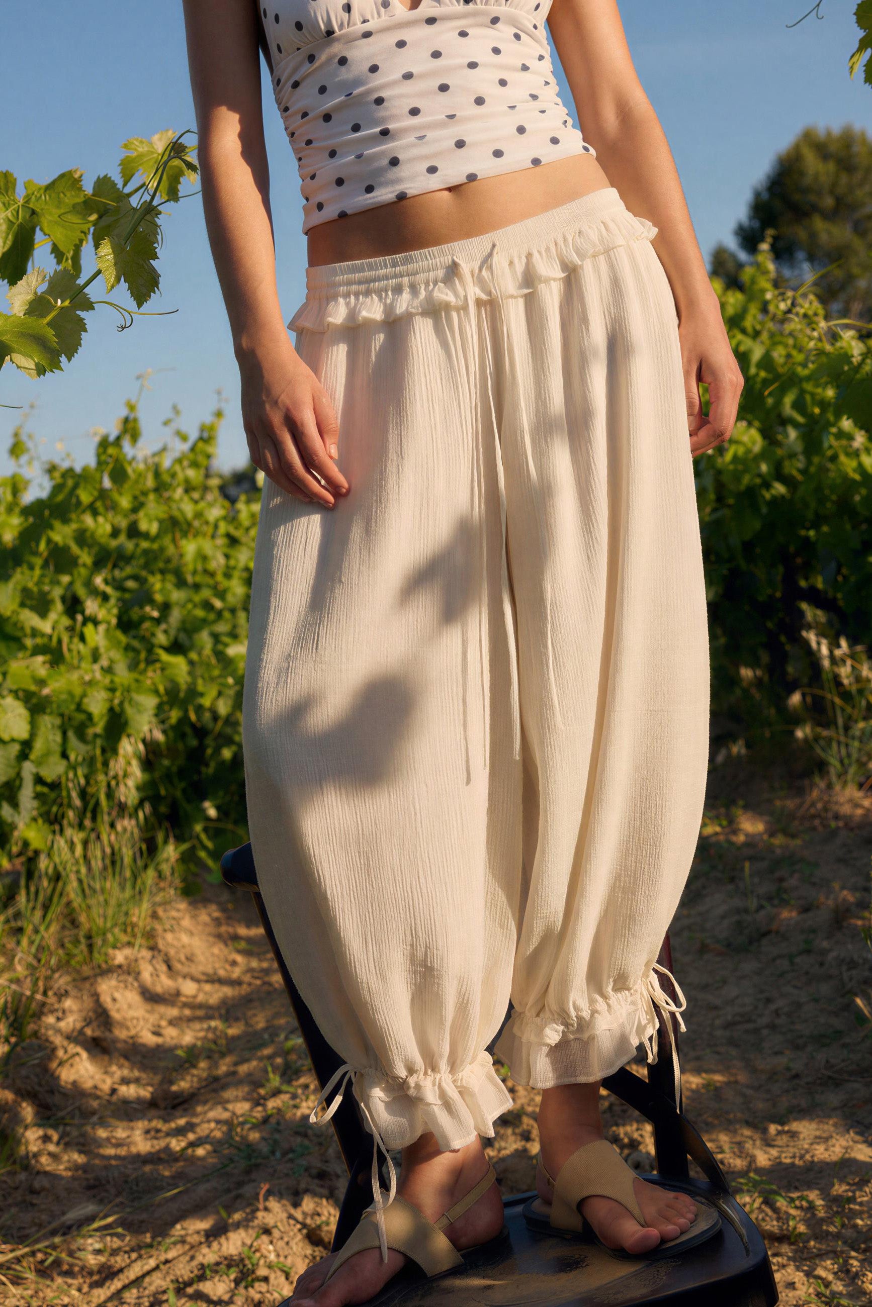 Transparante mesh elastische taille ballonbroek