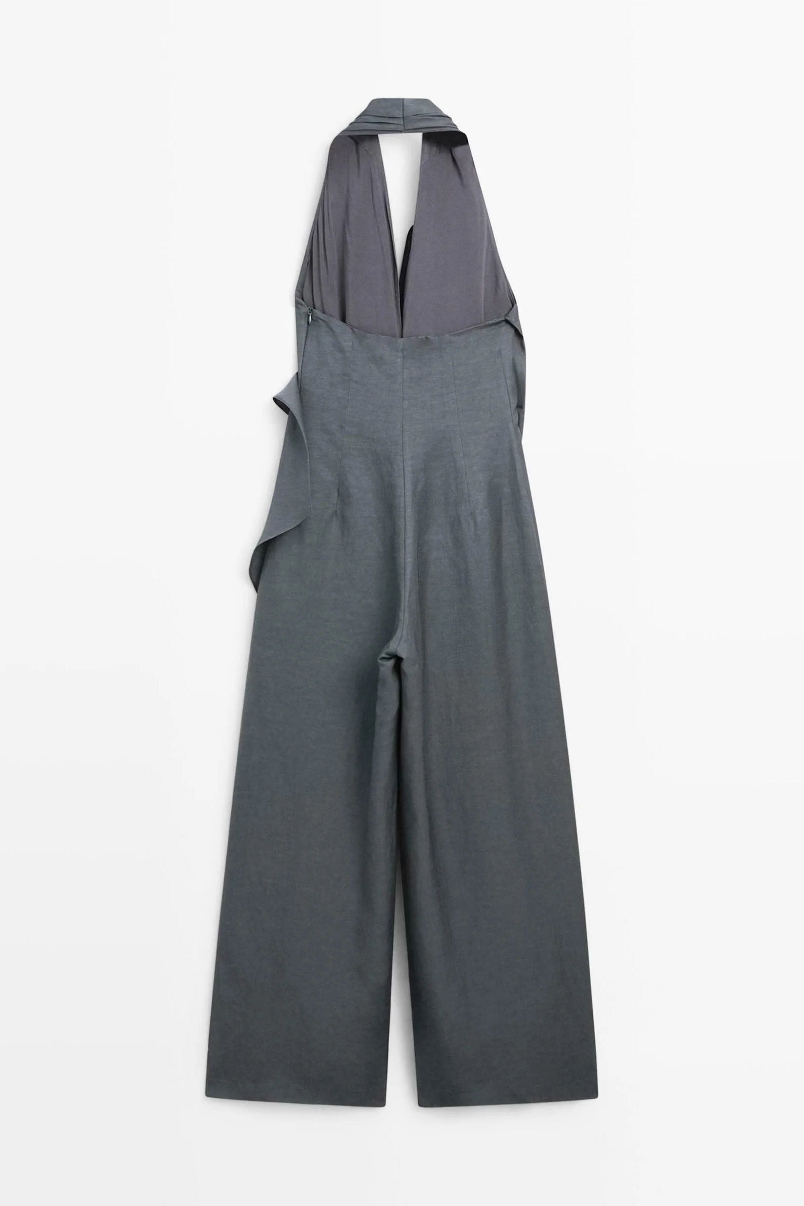 Asymmetric Draped Halter Jumpsuit