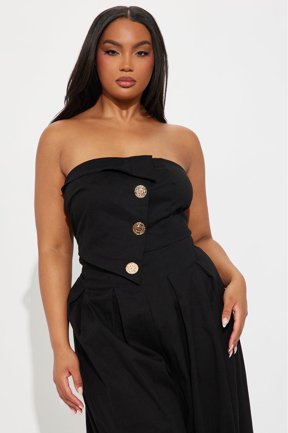 Strapless Wide Leg Jumpsuit