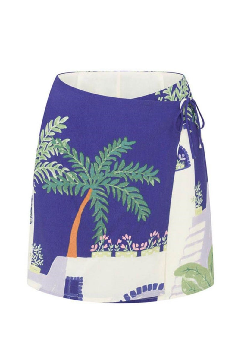 Conjunto de camisa holgada con estampado único y falda con cordones y cintura elástica