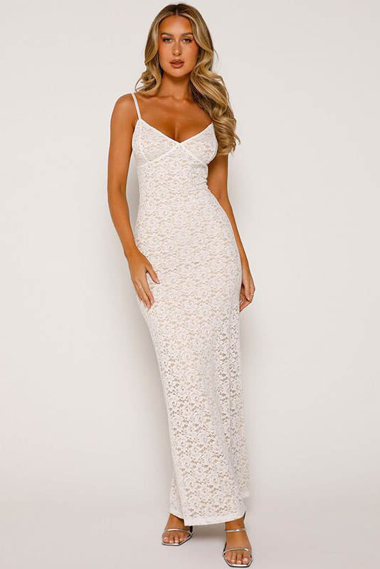 Whispered Lace Backless Dress