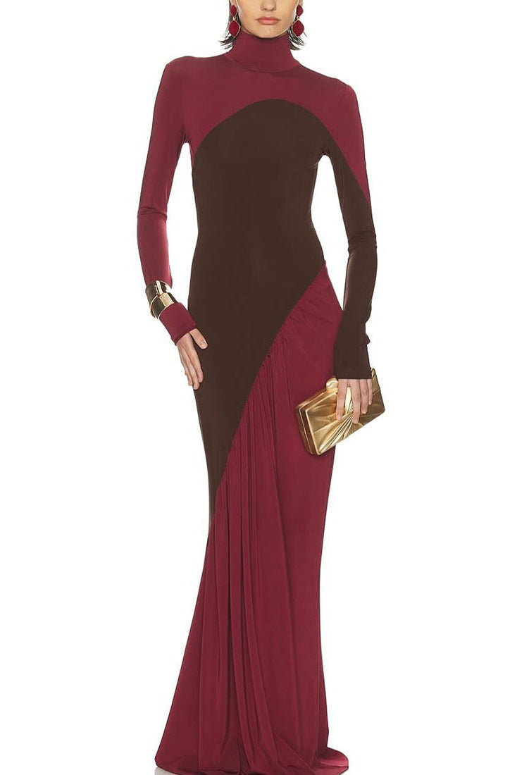 Moderne kunst fargeblokk flyt maxi-kjole