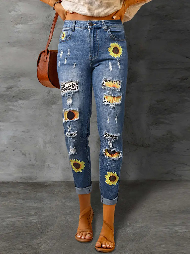 Jeans stampati alla moda slim fit