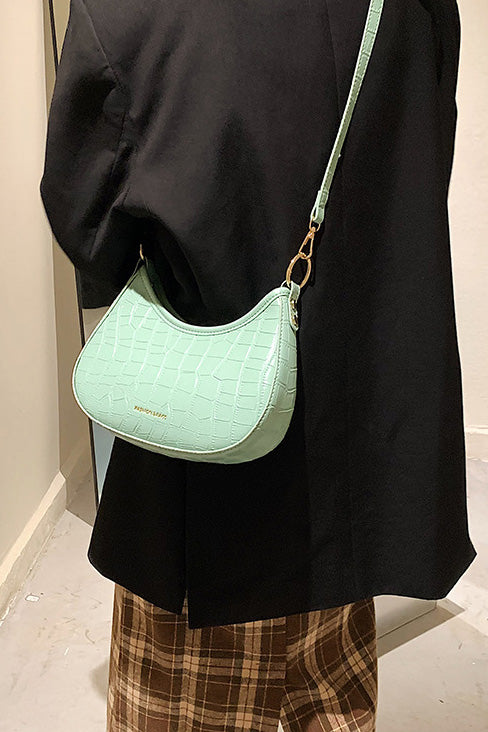 Black Croc Mini Hobo Bag