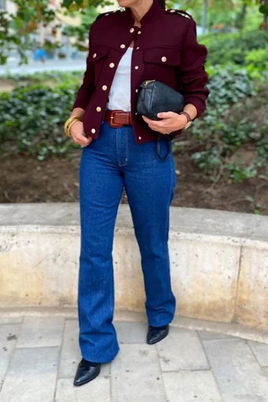 Structured Mock-Neck Mini Jacket