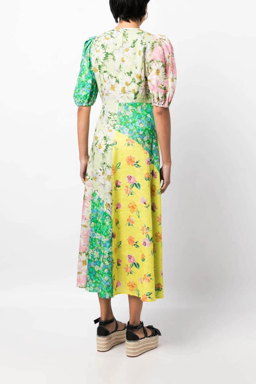 Klänning med puffärm och graffiti-tryck