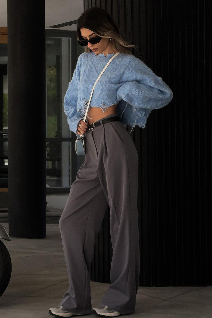 Distressed Mohair Crop Sweater