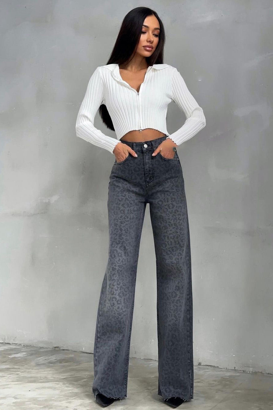 Leopard High-Waisted Jeans