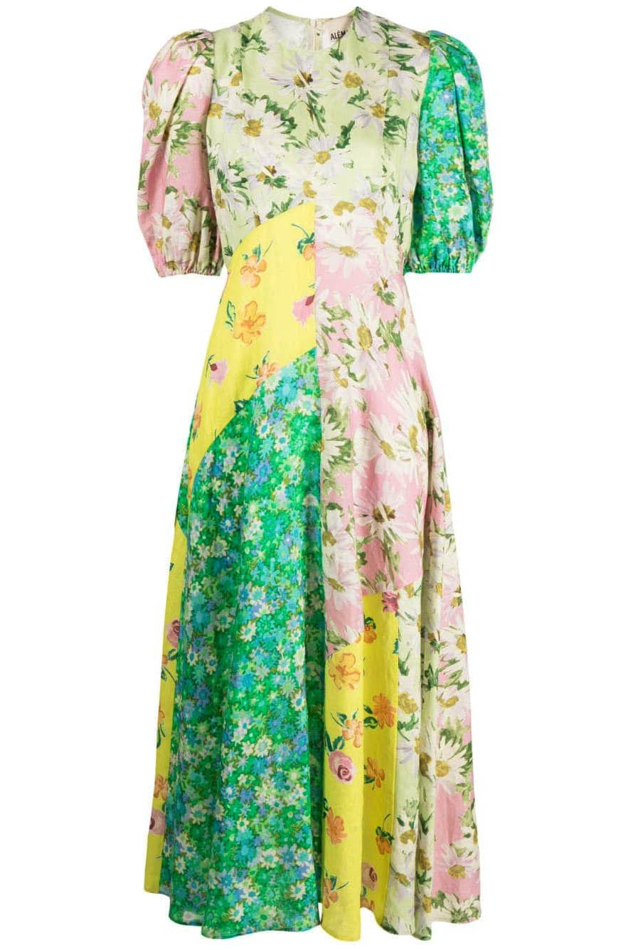 Klänning med puffärm och graffiti-tryck