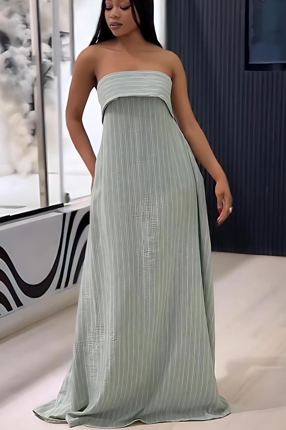 Azure frynsehalo maxi-kjole