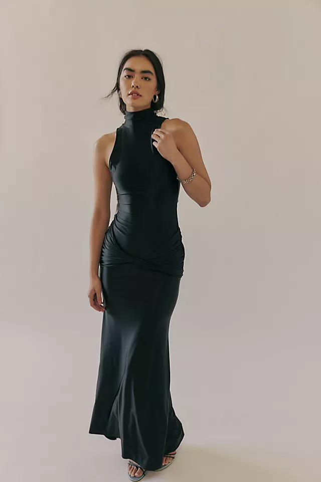 Delfi Roya High-Neck Sleeveless Maxi Dress