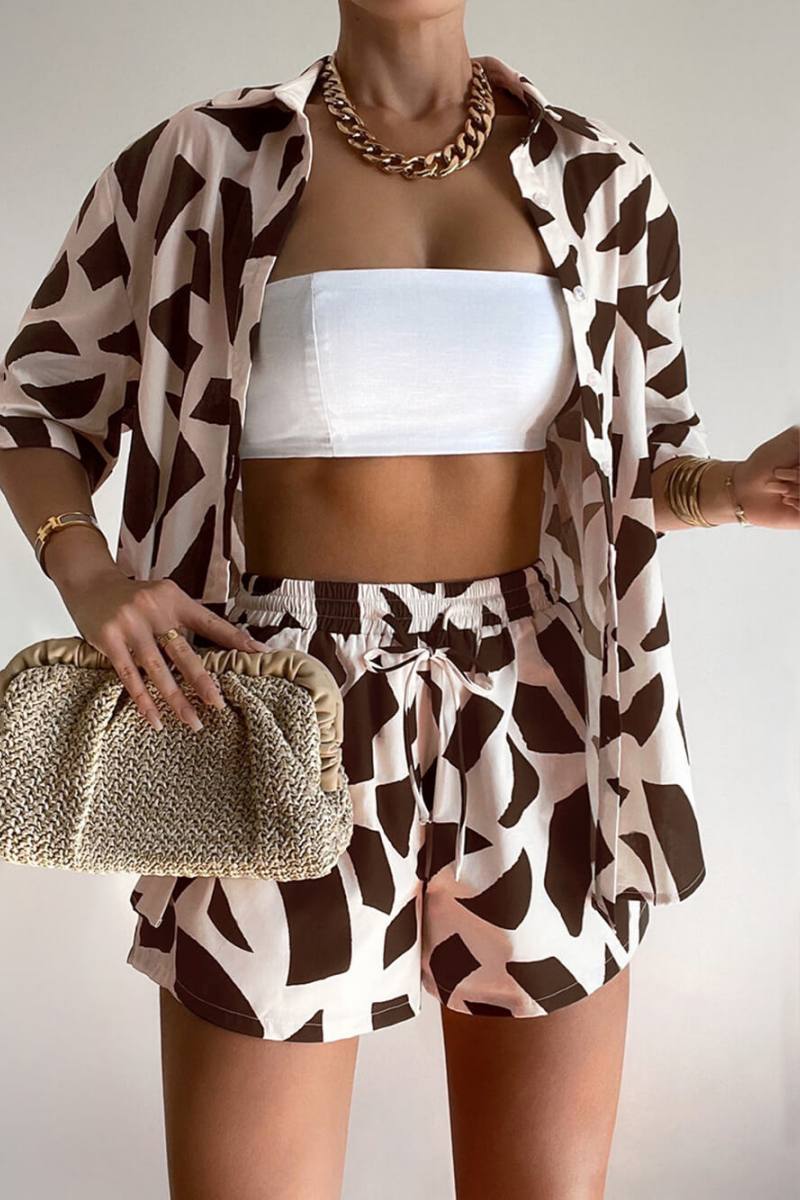 Unique Zebra Print Loose Shirt Shorts Set