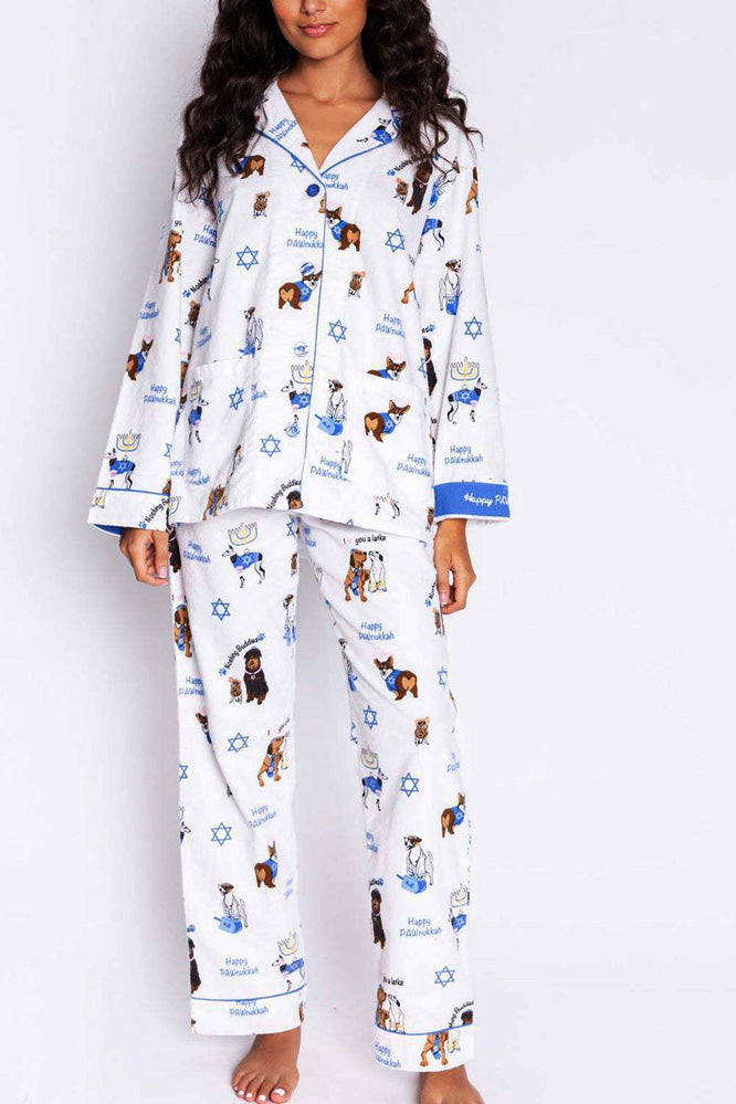 Cute Dog Print Pajama Set