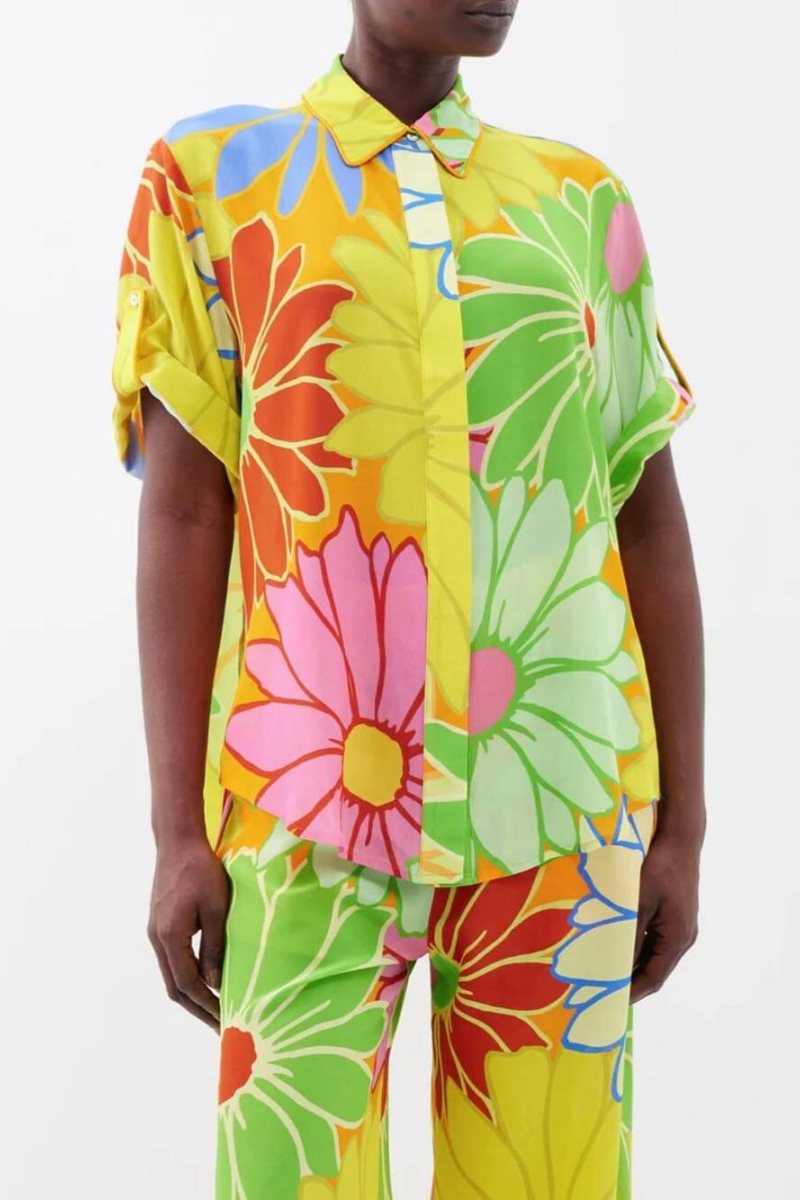 Ensemble pantalon large ample à imprimé floral mode