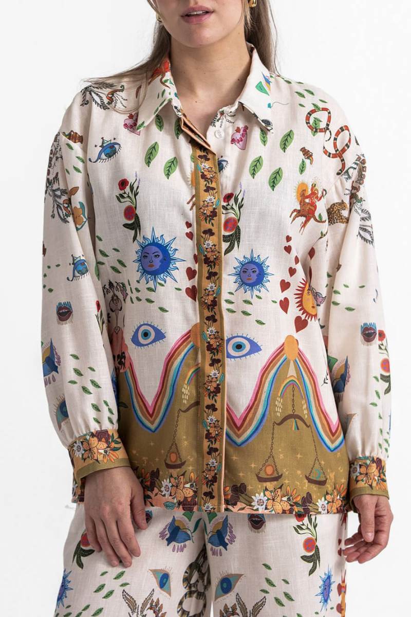 Conjunto de Pantalones Sueltos Oversize con Estampado Étnico Destacado