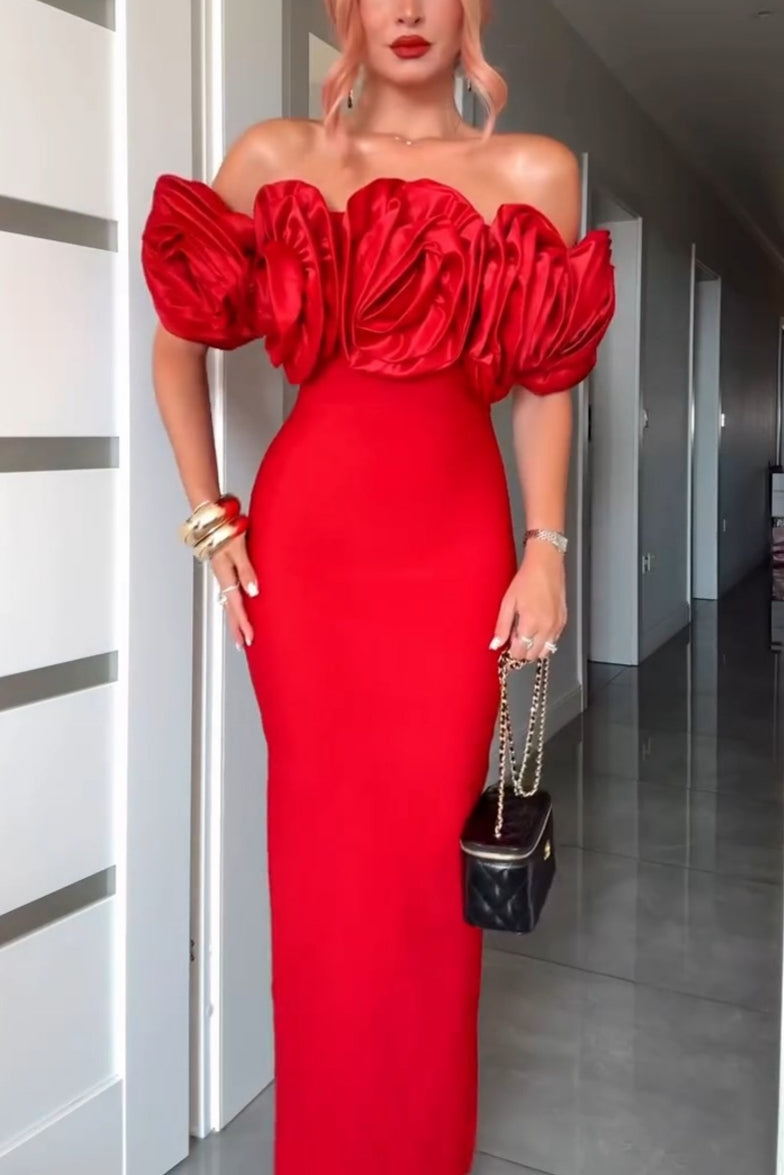 Off Shoulder Ruffled Maxi Dress