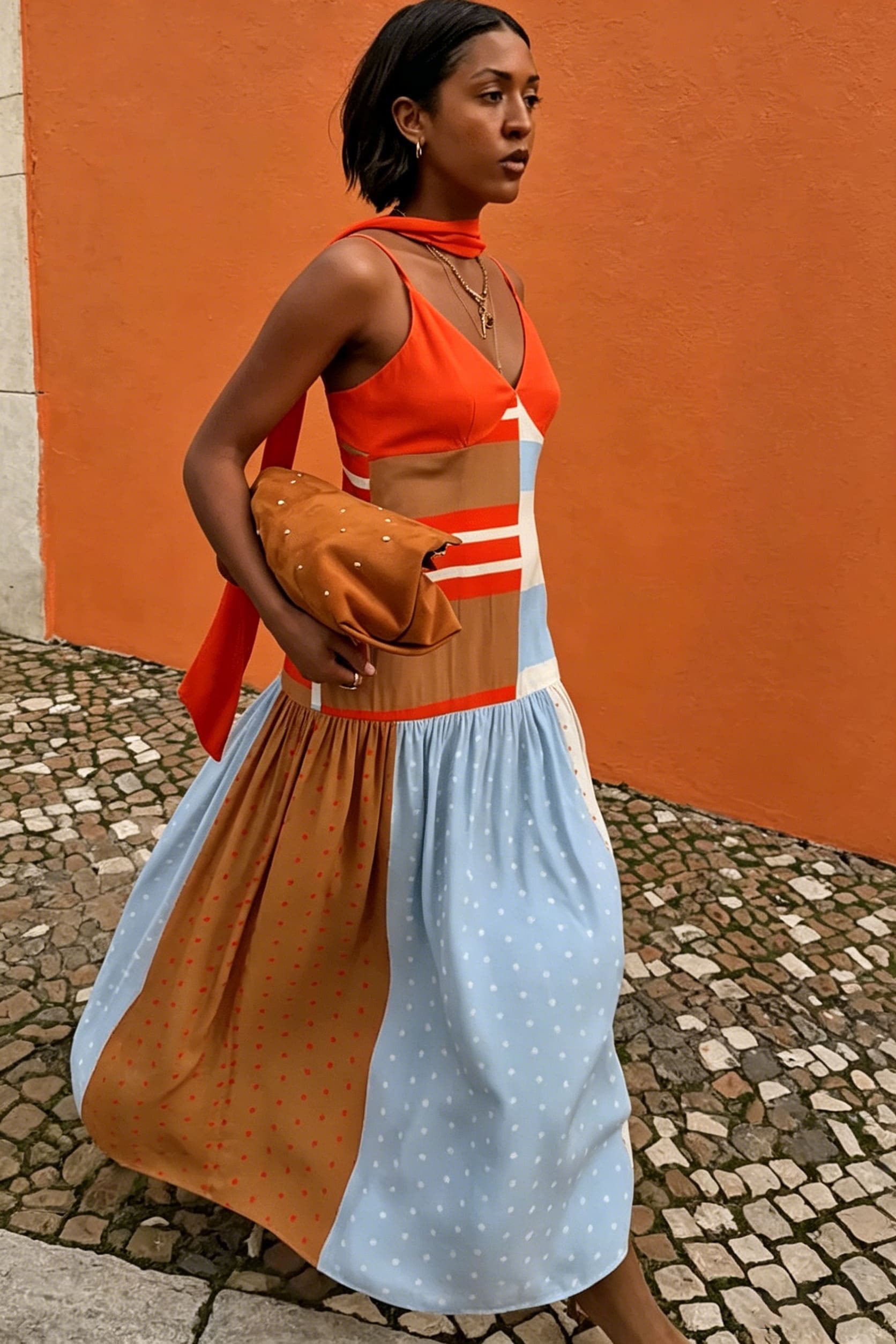 Robe midi à motifs variés pour les vacances d'été