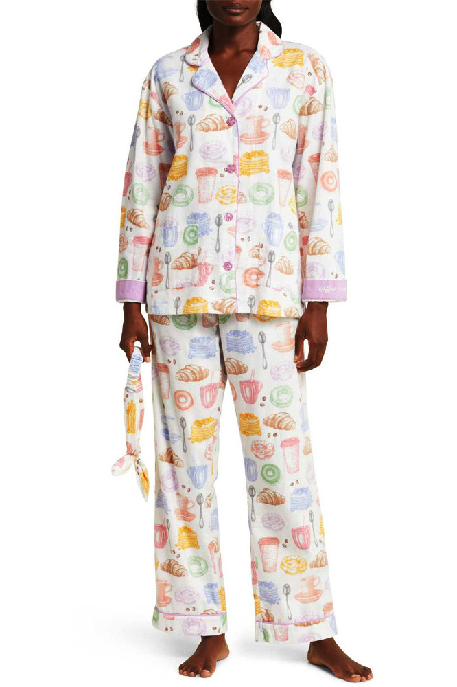 Milk Tea & Bread Print Pajama Set