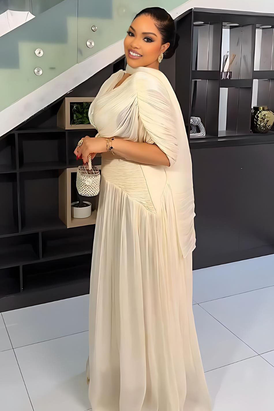 Azure frynsehalo maxi-kjole