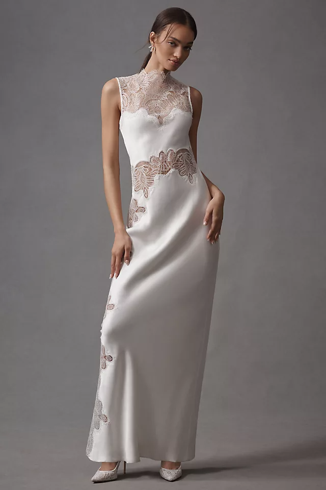 Joanna High Collar Lace Maxi Dress