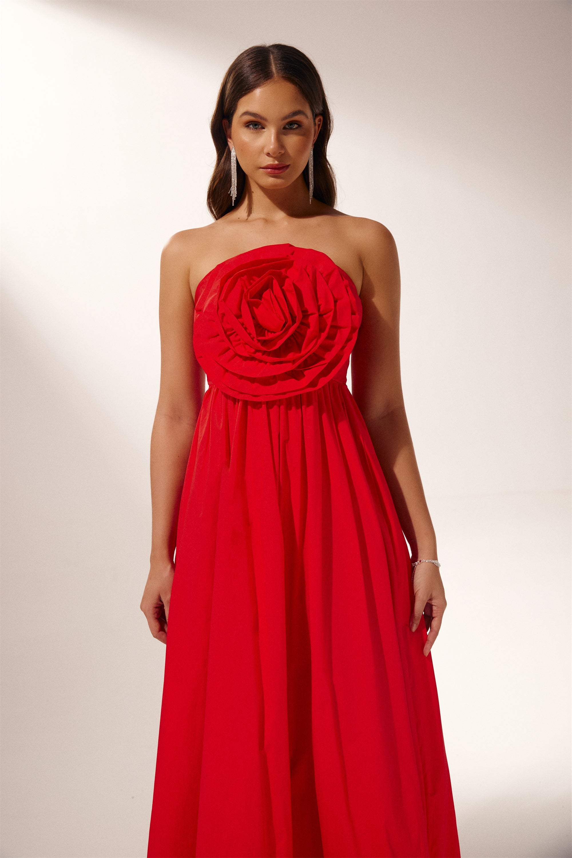 Frederica Flower Strapless Maxi Dress