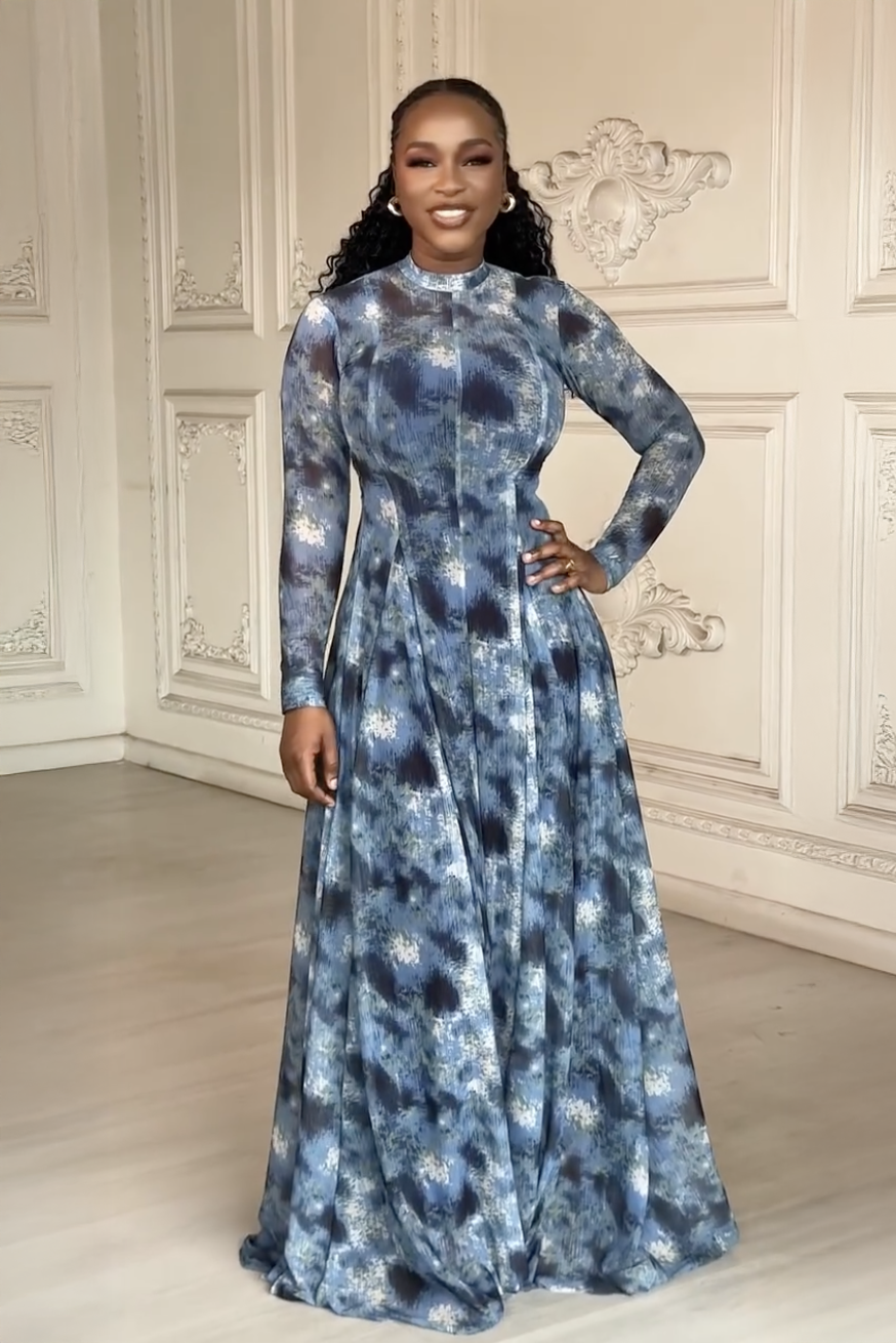 Lyric Dye Blue Abstract Maxi Dress