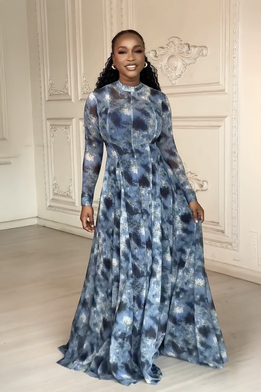Lyric Dye Blå Abstrakt Maxikjole